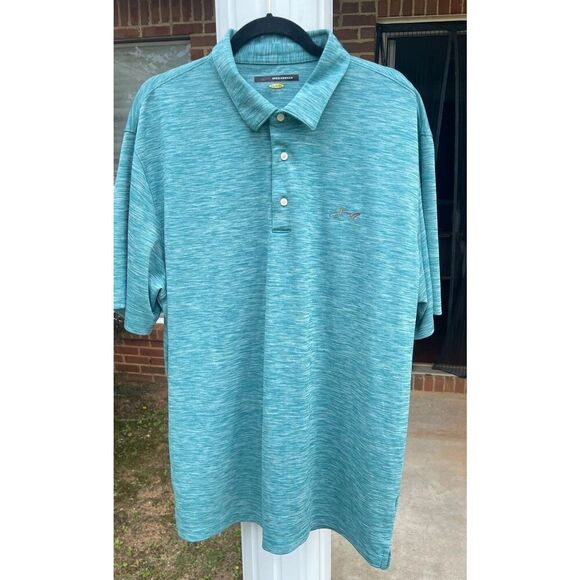 Greg Norman Men's Polo Shirt Size 2XL Blue 100% Polyester Short Sleeve Collared - Picture 1 of 8